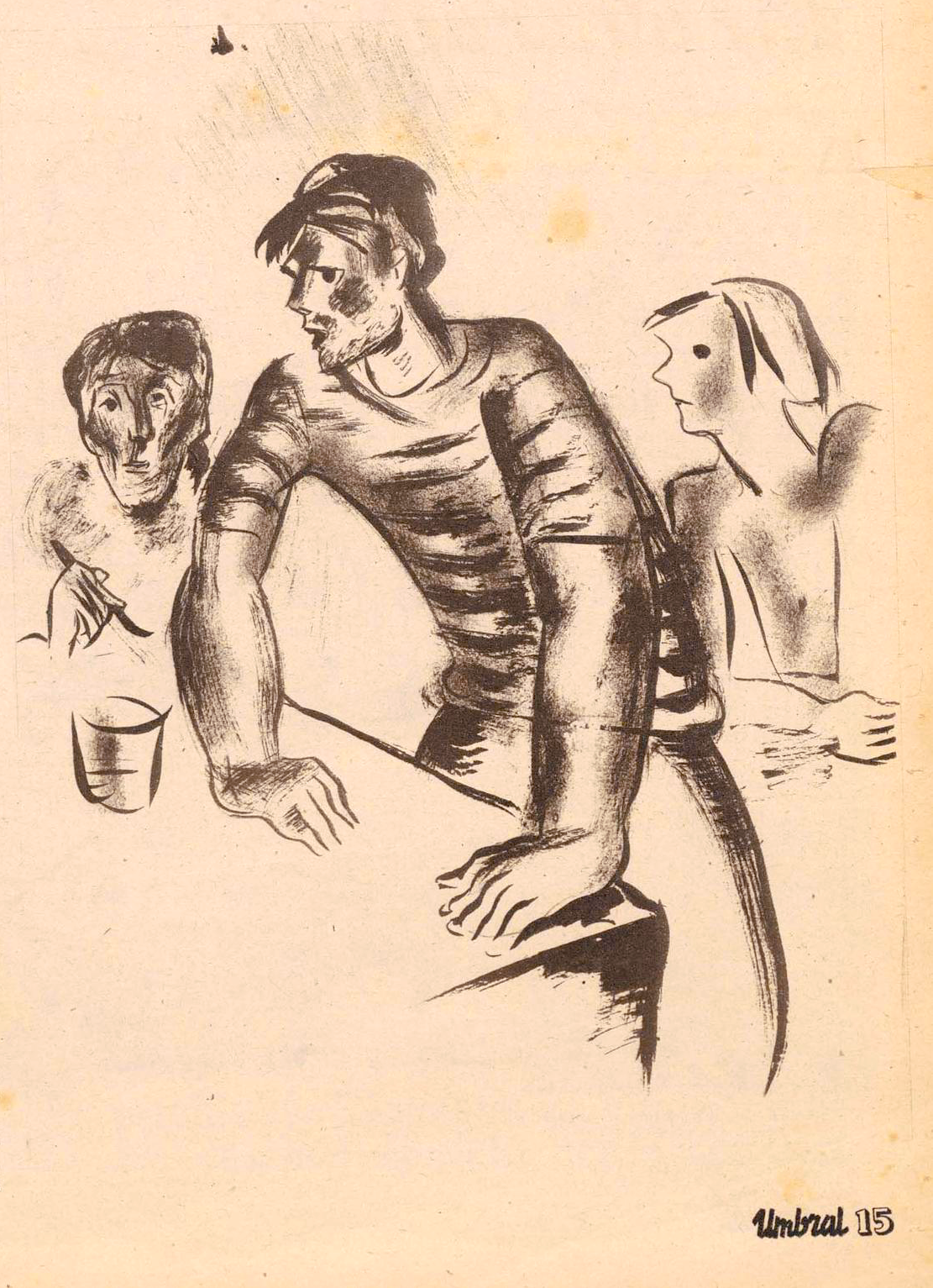 Illustration de Baltasar Lobo pour la publication en feuilleton de ¡No pasarán! un roman de l’écrivain américain Upton Sinclair dans l’hebdomadaire anarchiste Umbral, semanario de la nueva era, 11 septembre 1937, n° 10.
